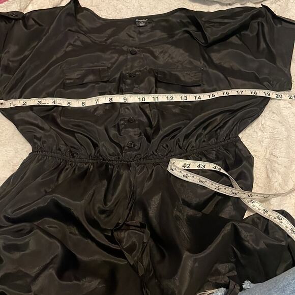 Rhapsody Black Shiny Shirt Dress Size Large - Picture 10 of 12